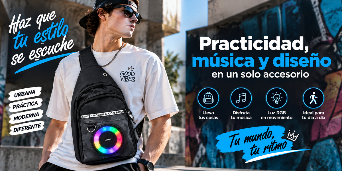MOCHILA CON PARLANTE RGB 2 EN 1