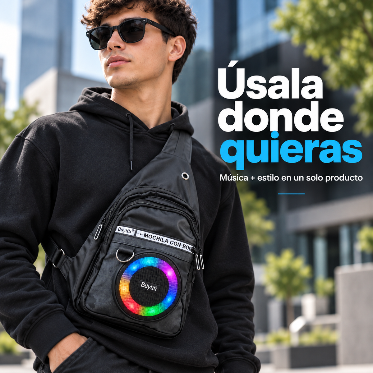 MOCHILA CON PARLANTE RGB 2 EN 1