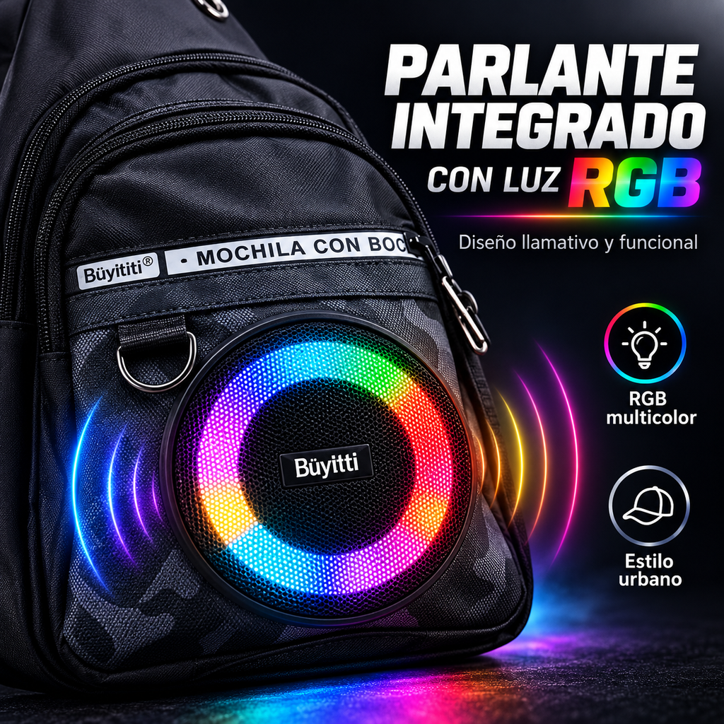 MOCHILA CON PARLANTE RGB 2 EN 1