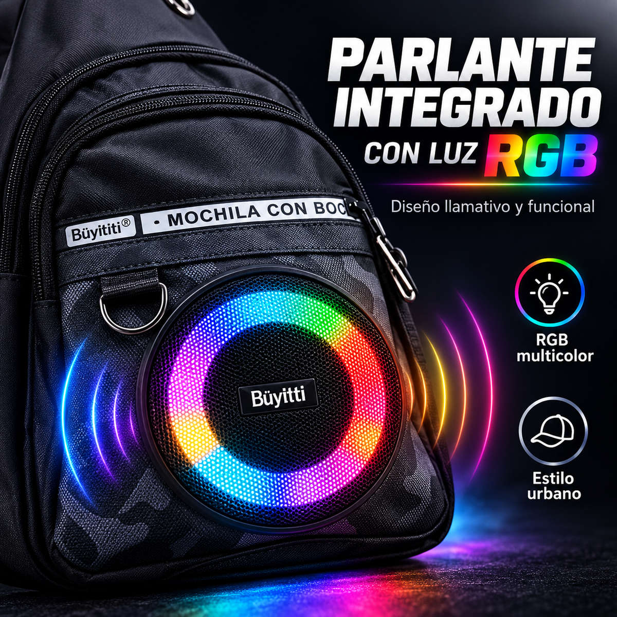 MOCHILA CON PARLANTE RGB 2 EN 1