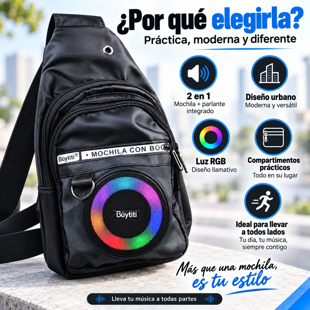 MOCHILA CON PARLANTE RGB 2 EN 1