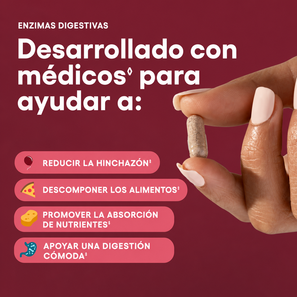 PHYSICIAN'S CHOICE ENZIMAS DIGESTIVAS para la hinchazón y la digestión - Fórmula de 16 enzimas de acción rápida con prebióticos orgánicos y probióticos para la salud intestinal y digestiva - Alivio de molestias a la hora de comer - 60 CT