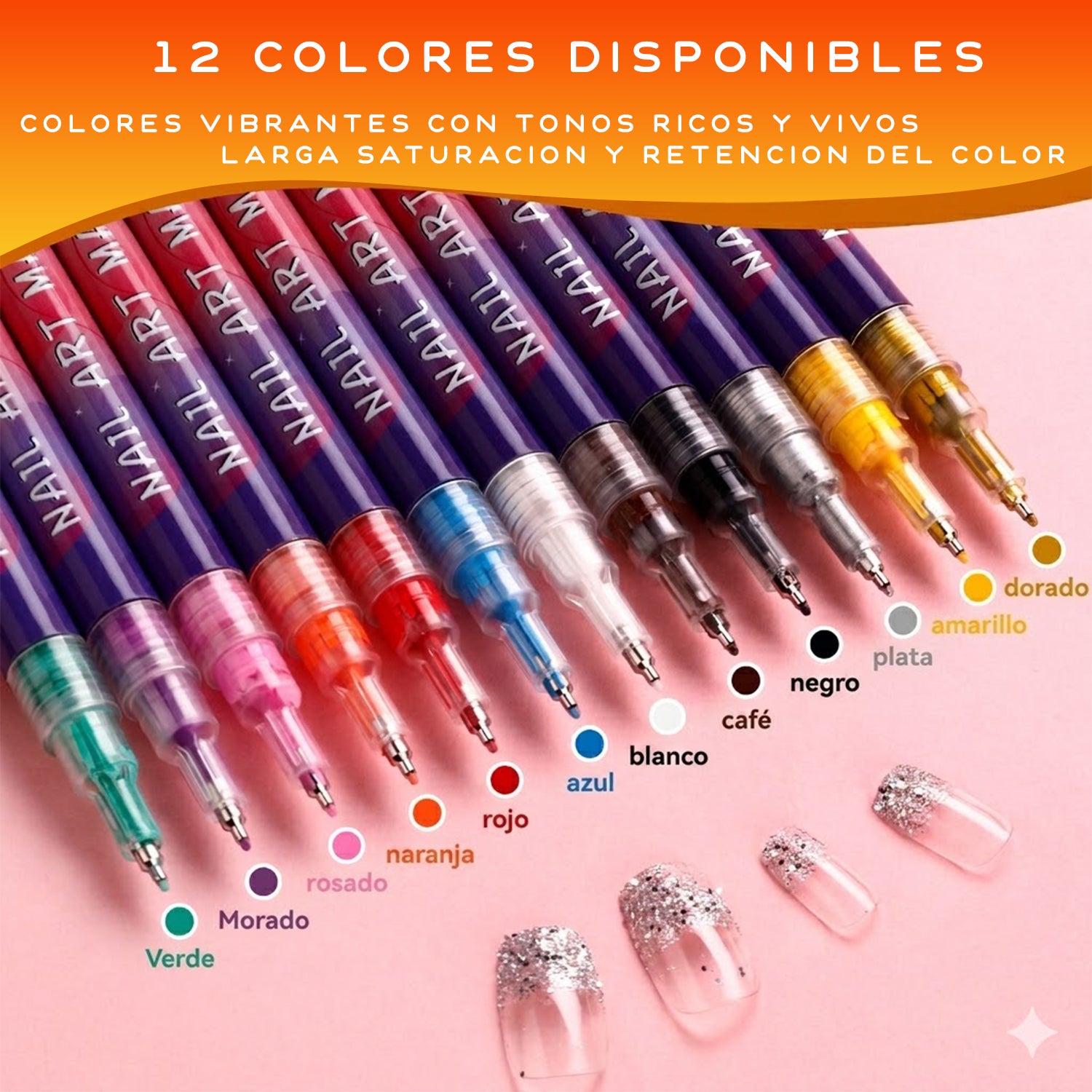 Marcadores para Decoración de Uñas (12 Colores de Pintura Acrílica)
